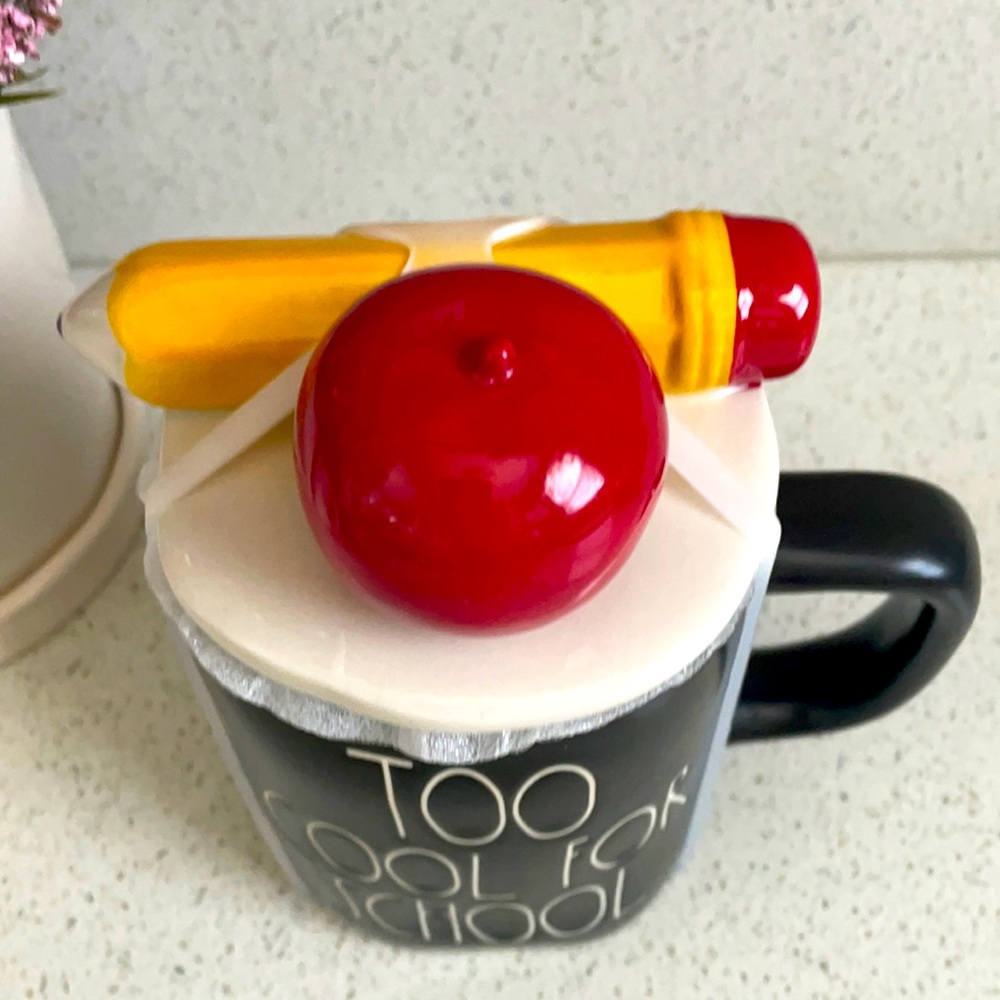 ❗️RAE DUNN TOO COOL FOR SCHOOL APPLE PENCIL MUG TEACHER STUDENT GIFT - Picture 2 of 5